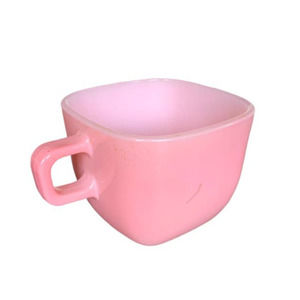 Vintage Glasbake Square Coffee Mug Or Soup Cup In Pastel Pink